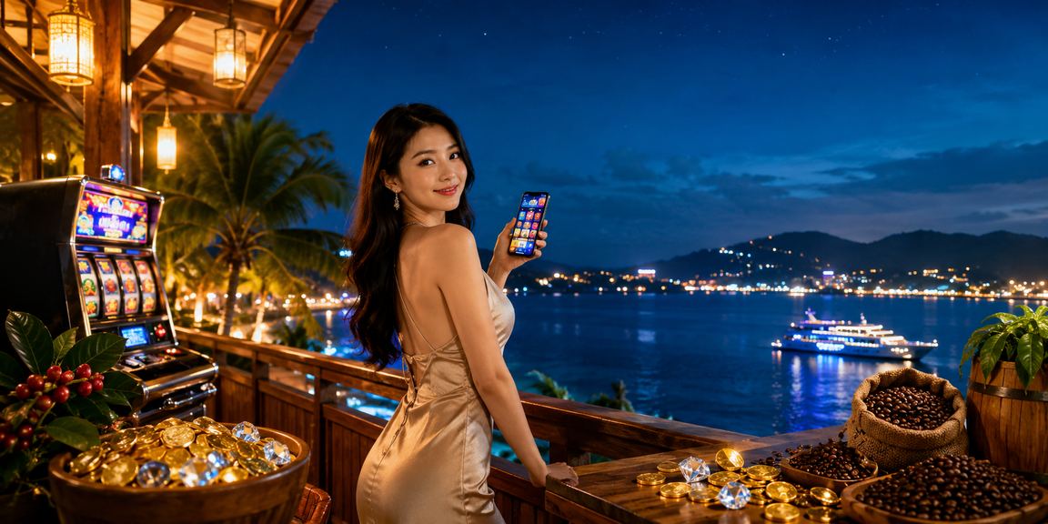 Người chơi xổ số và slot game nhâm nhi cà phê tại đảo Phú Quốc buổi sáng